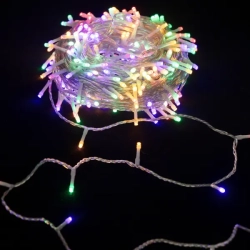 Zewnętrzne lampki choinkowe 100 led, RGBY kolor+ciepłe 10m+3m